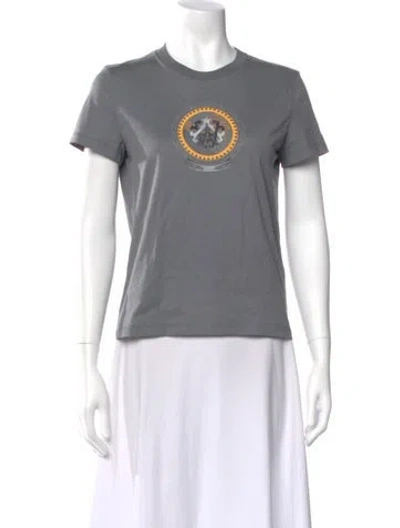 Pre-owned Hermes Graphic Print Crew Neck T-shirt In Gray