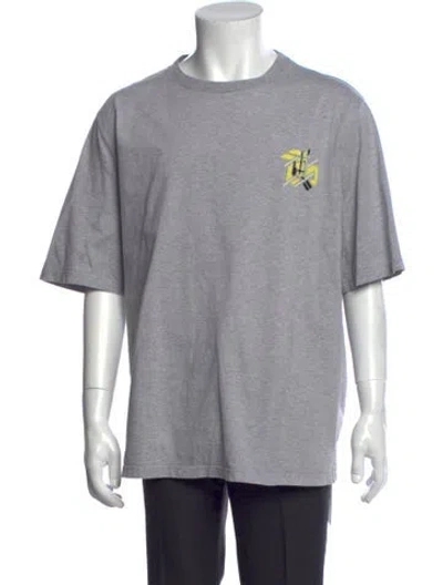 Pre-owned Hermes Graphic Print Crew Neck T-shirt In Gray
