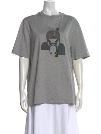 Pre-owned Hermes Graphic Print Crew Neck T-shirt In Gray
