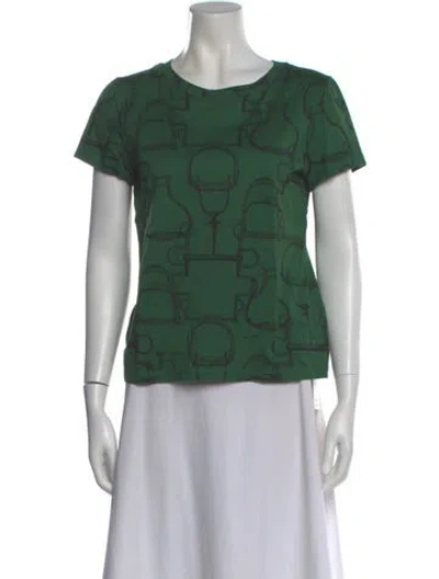 Pre-owned Hermes Graphic Print Crew Neck T-shirt In Green