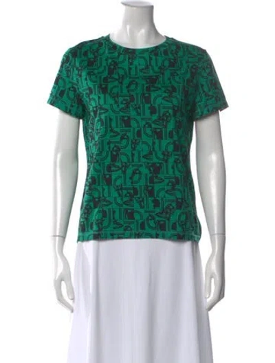 Pre-owned Hermes Graphic Print Crew Neck T-shirt In Green
