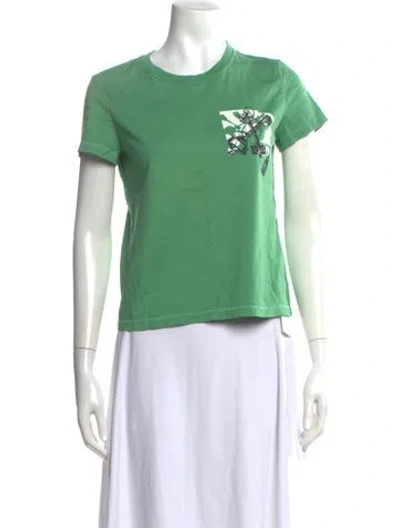 Pre-owned Hermes Graphic Print Crew Neck T-shirt In Green