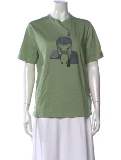 Pre-owned Hermes Graphic Print Crew Neck T-shirt In Green