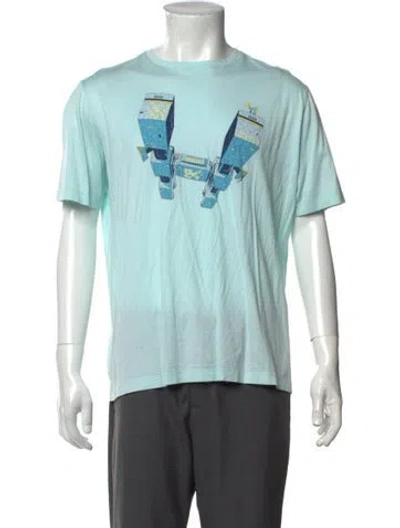 Pre-owned Hermes Graphic Print Crew Neck T-shirt In Green