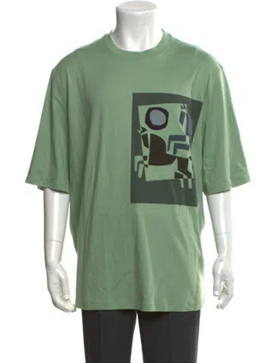 Pre-owned Hermes Graphic Print Crew Neck T-shirt In Green