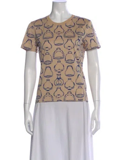 Pre-owned Hermes Graphic Print Crew Neck T-shirt In Neutral
