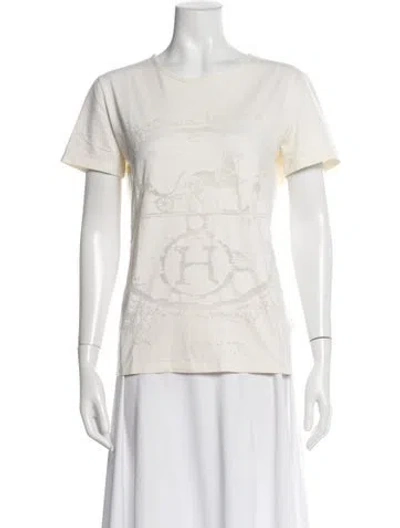 Pre-owned Hermes Graphic Print Crew Neck T-shirt In Neutral