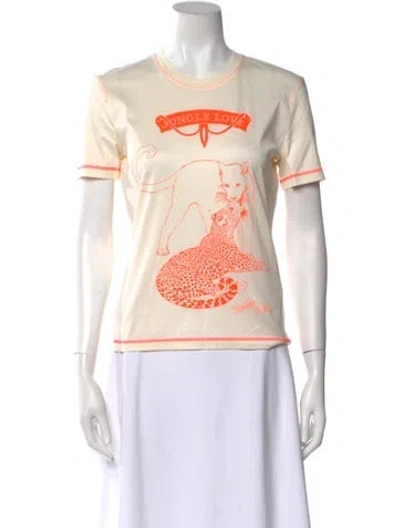 Pre-owned Hermes Graphic Print Crew Neck T-shirt In Orange