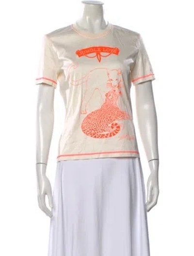 Pre-owned Hermes Graphic Print Crew Neck T-shirt In Orange