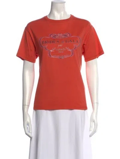 Pre-owned Hermes Graphic Print Crew Neck T-shirt In Orange