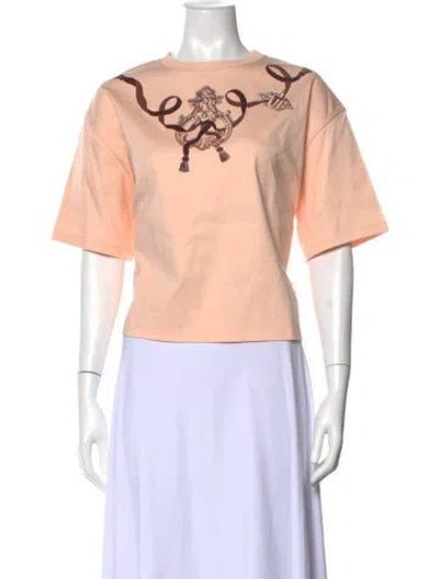 Pre-owned Hermes Graphic Print Crew Neck T-shirt In Pink