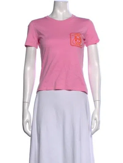 Pre-owned Hermes Graphic Print Crew Neck T-shirt In Pink