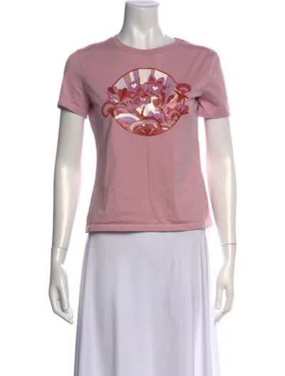 Pre-owned Hermes Graphic Print Crew Neck T-shirt In Pink