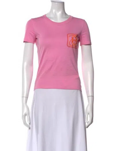 Pre-owned Hermes Graphic Print Crew Neck T-shirt In Pink