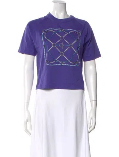 Pre-owned Hermes Graphic Print Crew Neck T-shirt In Purple