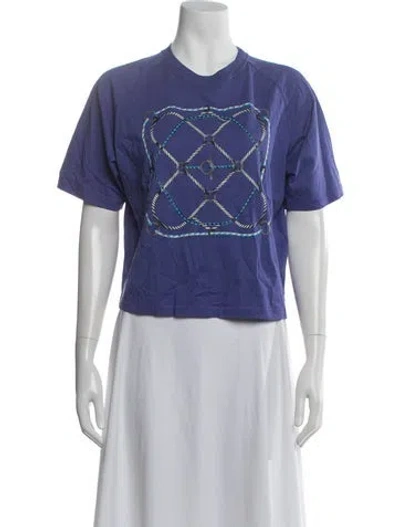 Pre-owned Hermes Graphic Print Crew Neck T-shirt In Purple