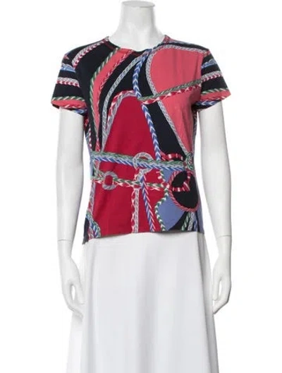 Pre-owned Hermes Graphic Print Crew Neck T-shirt In Red