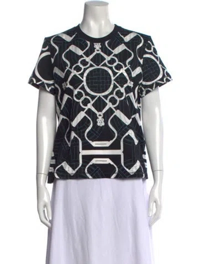 Pre-owned Hermes Graphic Print Crew Neck T-shirt W/ Tags In Black
