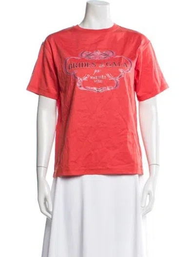 Pre-owned Hermes Graphic Print Crew Neck T-shirt W/ Tags In Orange