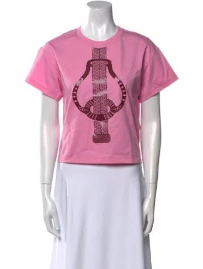 Pre-owned Hermes Graphic Print Crew Neck T-shirt W/ Tags In Pink