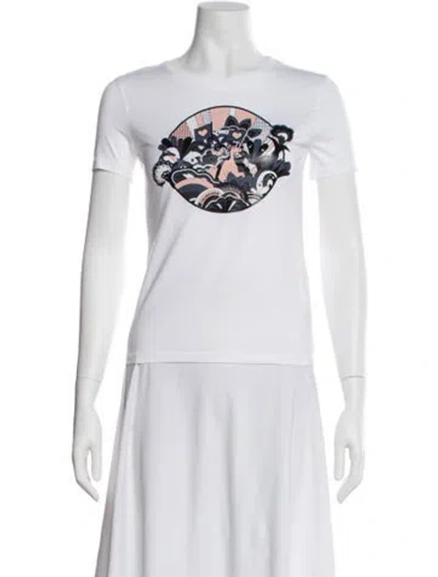 Pre-owned Hermes Graphic Print Crew Neck T-shirt In White