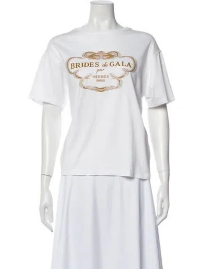 Pre-owned Hermes Graphic Print Crew Neck T-shirt In White