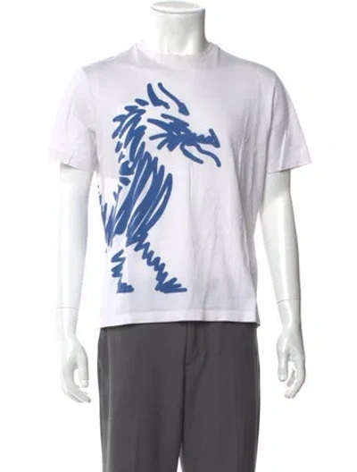 Pre-owned Hermes Graphic Print Crew Neck T-shirt In White