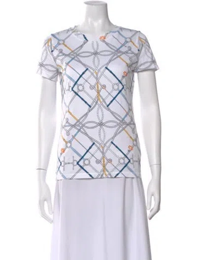 Pre-owned Hermes Graphic Print Crew Neck T-shirt In White