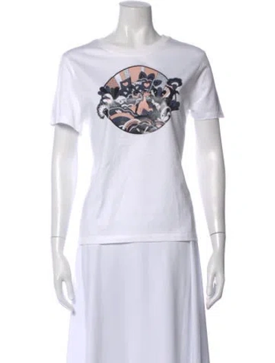 Pre-owned Hermes Graphic Print Crew Neck T-shirt In White