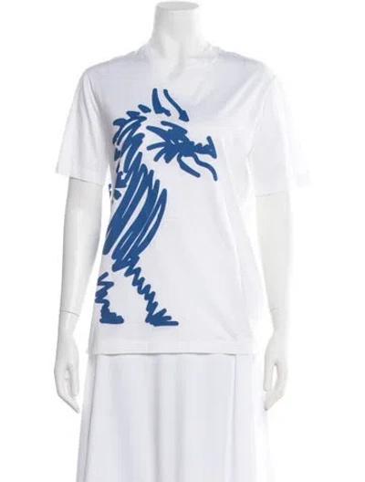 Pre-owned Hermes Graphic Print Crew Neck T-shirt In White