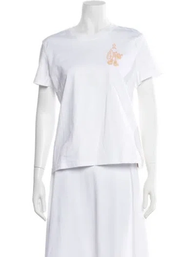 Pre-owned Hermes Graphic Print Crew Neck T-shirt In White