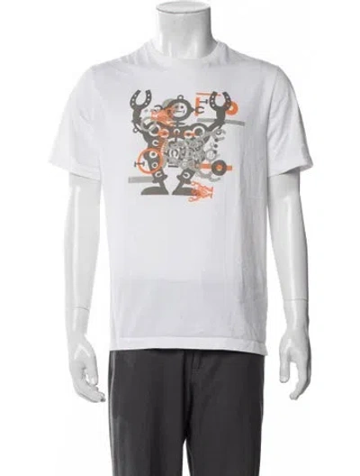 Pre-owned Hermes Graphic Print Crew Neck T-shirt In White