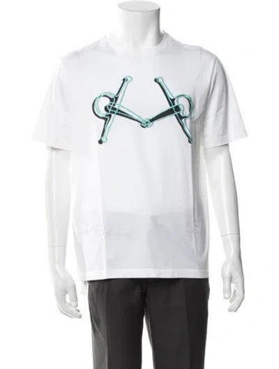 Pre-owned Hermes Graphic Print Crew Neck T-shirt In White