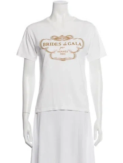 Pre-owned Hermes Graphic Print Crew Neck T-shirt In White