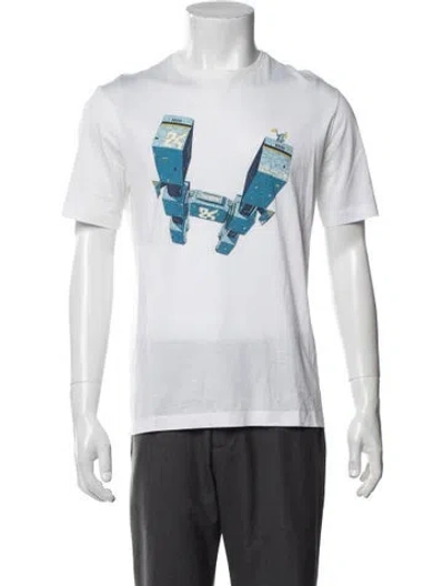 Pre-owned Hermes Graphic Print Crew Neck T-shirt In White