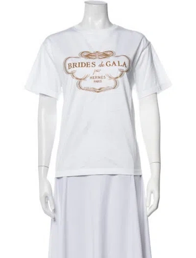 Pre-owned Hermes Graphic Print Crew Neck T-shirt In White