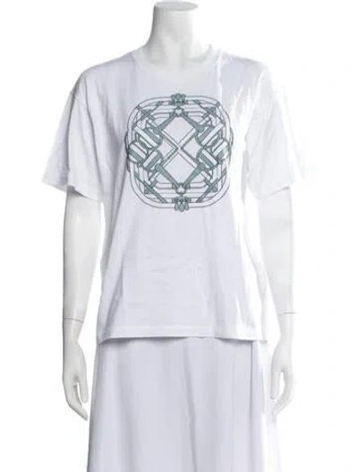 Pre-owned Hermes Graphic Print Crew Neck T-shirt In White