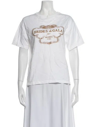 Pre-owned Hermes Graphic Print Crew Neck T-shirt In White