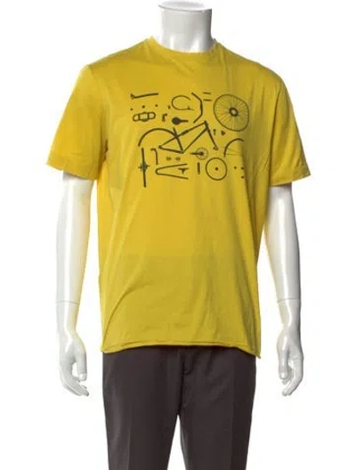 Pre-owned Hermes Graphic Print Crew Neck T-shirt In Yellow