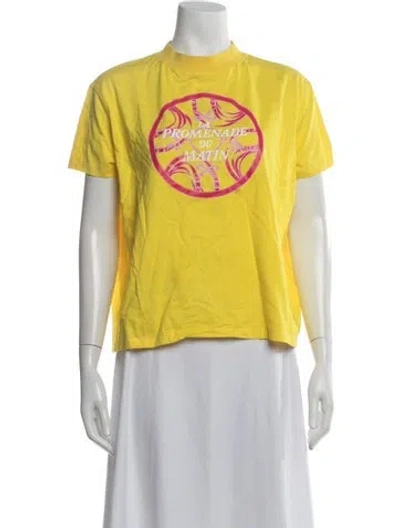 Pre-owned Hermes Graphic Print Crew Neck T-shirt In Yellow