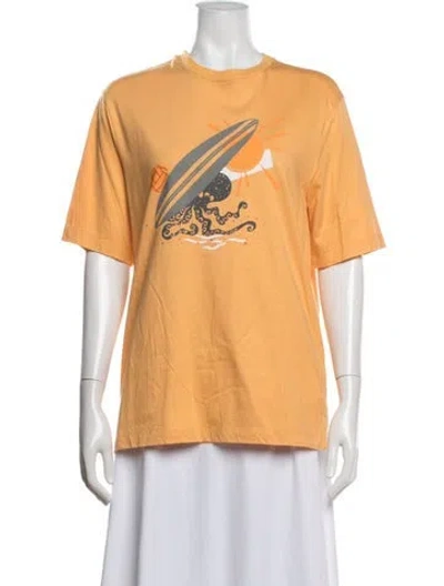 Pre-owned Hermes Graphic Print Crew Neck T-shirt In Yellow