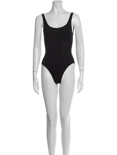 Pre-owned Hermes Graphic Print Cutout Accent One-piece In Blue