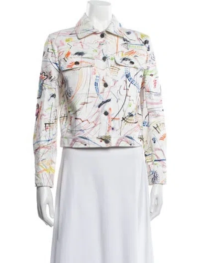 Pre-owned Hermes Graphic Print Denim Jacket In Neutrals