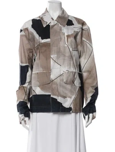 Pre-owned Hermes Graphic Print Jacket W/ Tags In Neutral