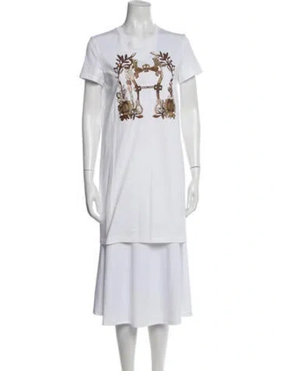 Pre-owned Hermes Graphic Print Long Dress In Multi