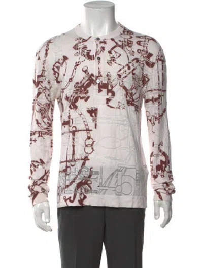 Pre-owned Hermes Graphic Print Long Sleeve Shirt In White