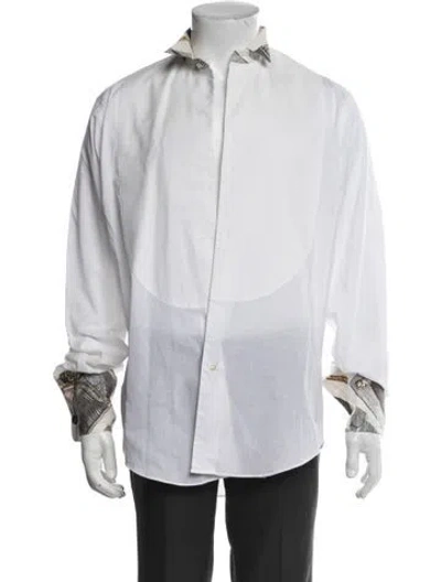 Pre-owned Hermes Graphic Print Long Sleeve Tuxedo Shirt In White