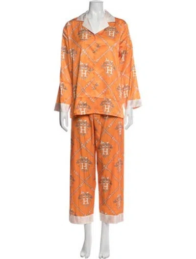 Pre-owned Hermes Graphic Print Lounge Set In Orange