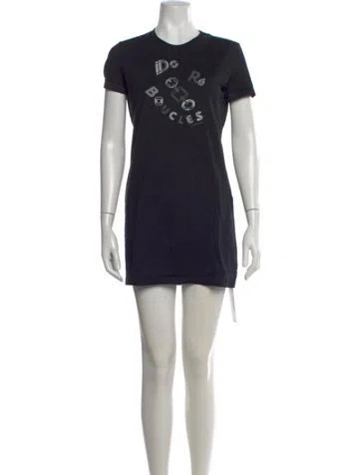 Pre-owned Hermes Graphic Print Mini Dress In Black