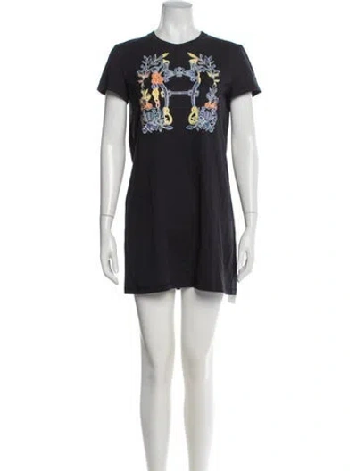 Pre-owned Hermes Graphic Print Mini Dress In Black
